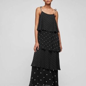 Daisy Tiered Polka-dot Chiffon Maxi Dress In Black